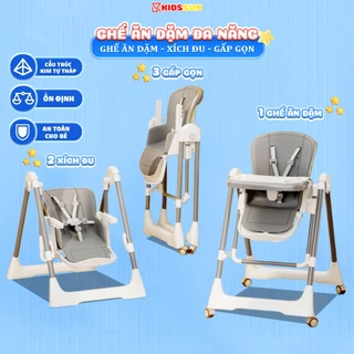 Ghế ăn dặm đa năng cho bé KIDSSUN - Tích hợp xích đu - gấp gọn - điều chỉnh độ cao linh hoạt, ngã lưng 7 cấp độ