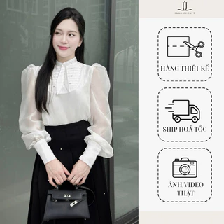 JANGCLOSET- Áo sơ mi công sở chất liệu tơ óng mềm thiết kế cổ hai lá (Fiona Top)