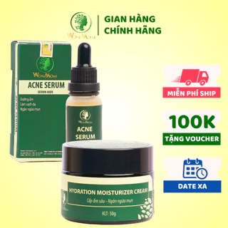 Bộ sạch mụn cơ bản từ thảo mộc Wonmom ( 1 Serum mụn + 1 Kem cấp ẩm )