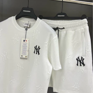 Bộ Cotton Nam Nữ In NY 2 Mặt Co Giãn Thoáng Mát - Bộ Đùi Ny Vân Dập Nổi Vải Mềm Mịn Phong Cách Boy Phố 2024