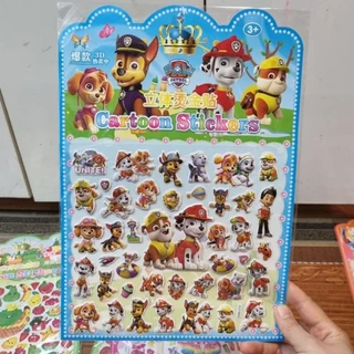 Sticker Dán 3D Chú chó cứu hộ kèm tranh tô màu Size to