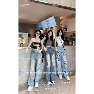 Quần Jeans BB rách kèm đai cao cấp qc