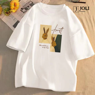 Áo Thun Nữ, Áo Phông Nam Nữ Unisex Tay Lỡ By JOLI Mã BST02 In Hình Chất Cotton Form Rộng Phong Cách Ulzzang