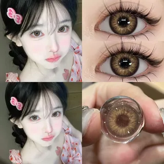 （0 ~ 6 độ）UYAAI Lens Cận 1 Cặp Kính Áp Tròng nâu lens trong 6 tháng  tròng kính cận 14.0mm kích thước nhỏ