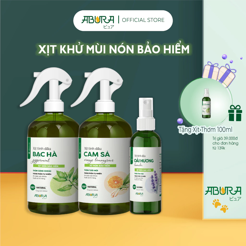 Chai Tinh Dầu Xịt Thơm Vệ Sinh Mũ Nón Bảo Hiểm ABURA 100ml/300ml/500ml Làm Sạch Khử Mùi