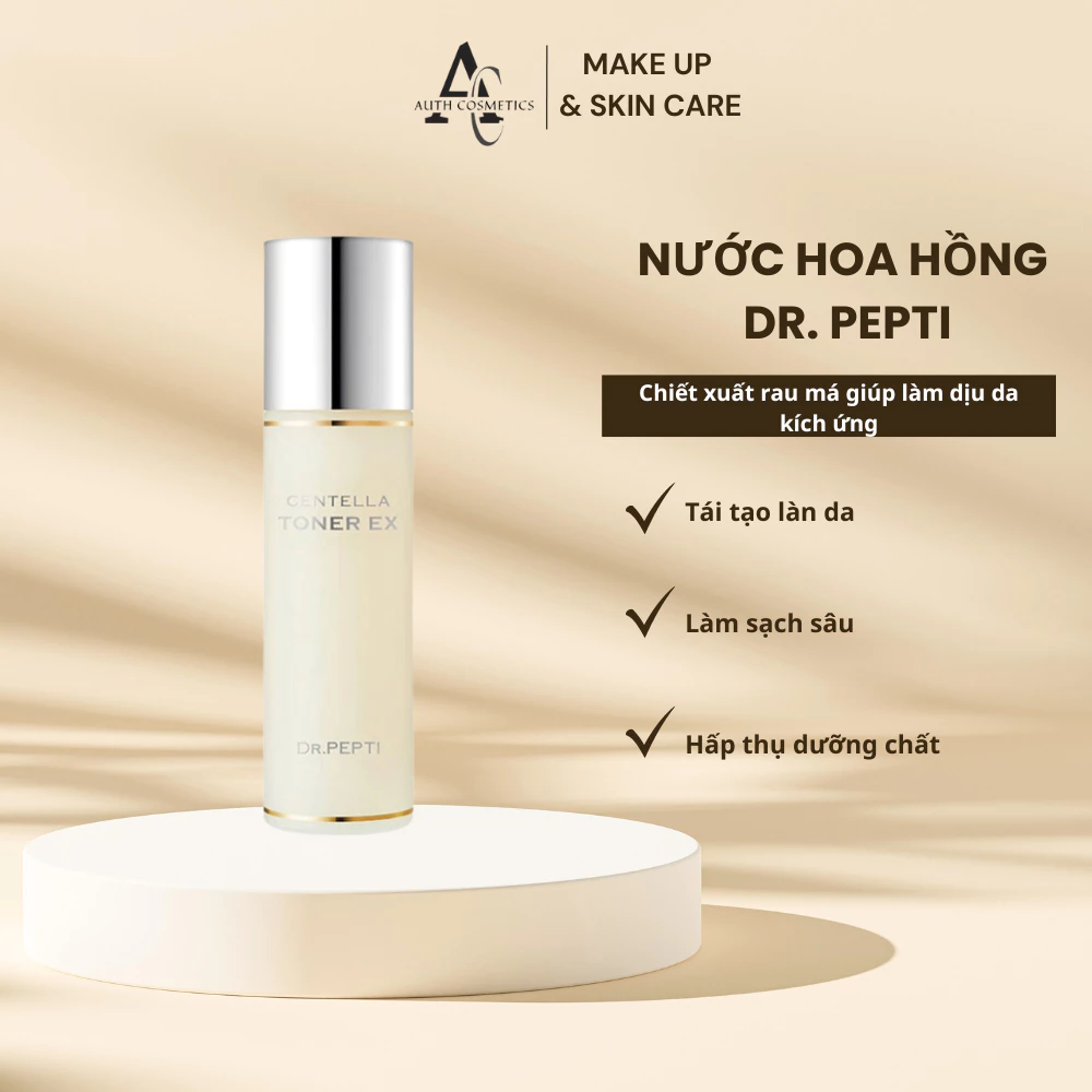 Nước Hoa Hồng Rau Má Làm Dịu, Dưỡng Sáng Da Dr.Pepti+ Centella Toner 180ml