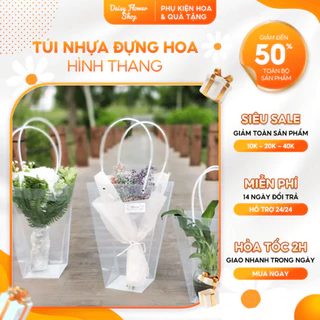 Túi Nhựa Trong Suốt Đựng Bó Hoa Tươi, Hoa Sáp, Quà Tặng, Túi Mica Trong Suốt Hình Thang