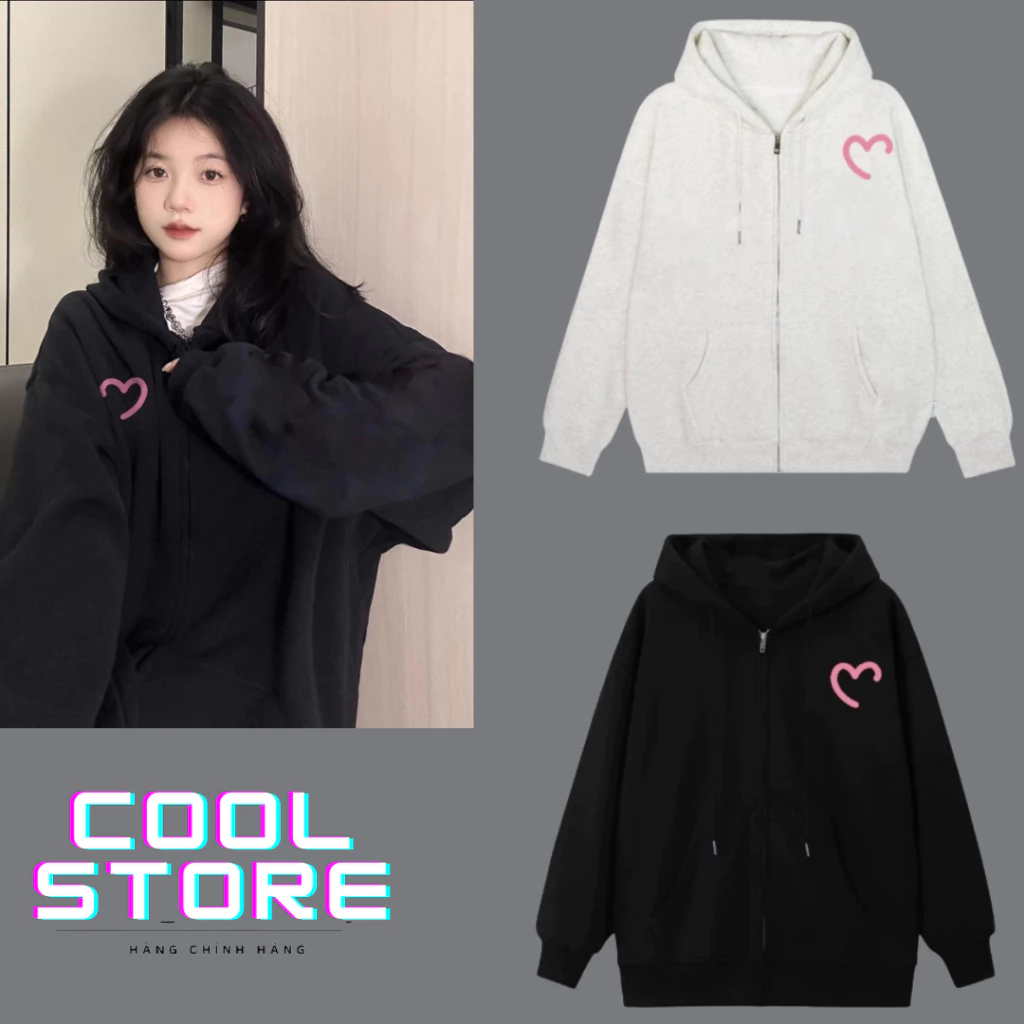 Áo hoodie zip trái tim hở , chất nỉ lót bông siêu dày , hàng cao cấp chuẩn hàng quảng chấu COOL STORE P3