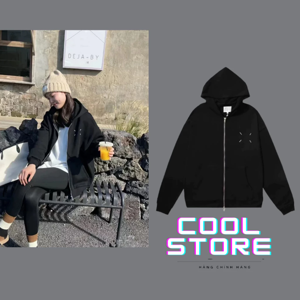 Áo hoodie zip họa tiết đơn giản , chất nỉ bông dày dặn , hàng chuẩn hàng quàng châu cao cấp COOL STORE P4