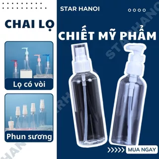 Lọ xịt phun sương mini chai chiết mỹ phẩm du lịch có vòi 30ml 50ml 100ml