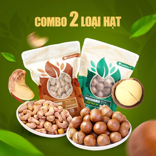 Combo 2 loại hạt dinh dưỡng gồm hạt macca nứt vỏ, hạt điều rang muối TANU NUTS