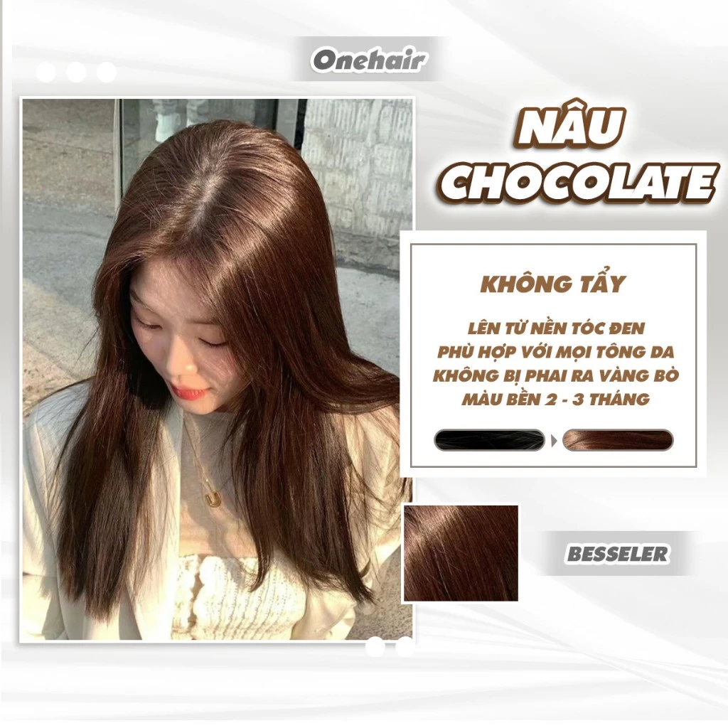 Thuốc Nhuộm Tóc Màu Nâu Chocolate, Không Tẩy - ONE HAIR