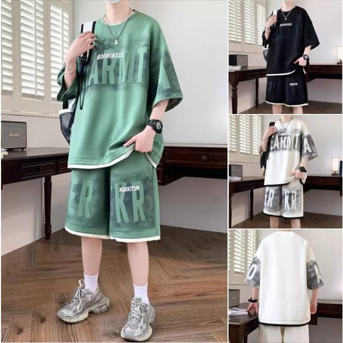 Bộ Đồ Nam Form Rộng Dáng Đẹp Unisex Bộ quần áo nam quảng châu tay lỡ fom unisex phối viền cực chất