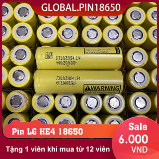 Pin 18650 LG He4 3300mAh, 3.7v xả 25A mua 12 tặng 1 tháo khối