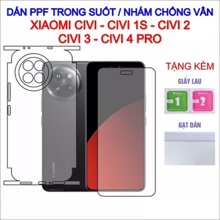 Dán PPF Xiaomi Civi, Civi 1S, Civi 2, Civi 3, Civi 4 Pro full lưng viền, màn hình