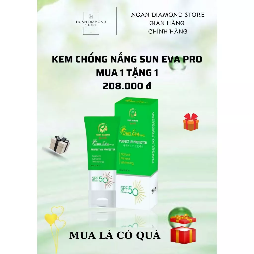 [CHÍNH HÃNG] KEM CHỐNG NẮNG SUN EVA PRO 60ml [MUA 1 TẶNG 1]