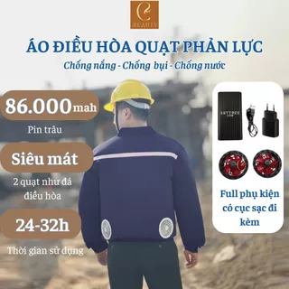 Áo khoác gió nam nữ điều hòa, Áo điều hòa JAPAN pin 86.000mAh-30 giờ làm mát kiêm sạc dự phòng