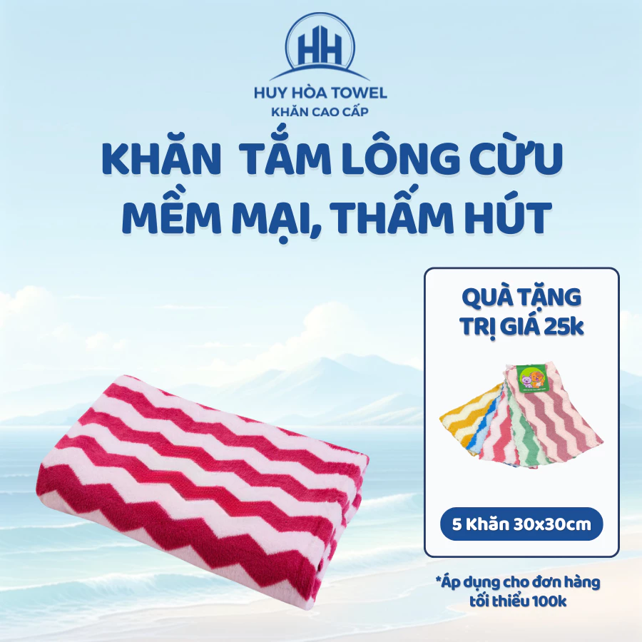 [KLC70] Khăn Tắm Lông Cừu 70x140cm Hàn Quốc Siêu Mềm Mịn Huy Hòa Towel không đổ lông, không ra màu dùng cho gia đình