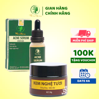 [ Giảm 50K - Đơn 479K ] Bộ sạch mụn nám - trắng da cơ bản Wonmom ( 1 Kem nghệ tươi + 1 Serum mụn )