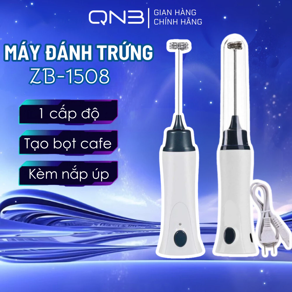 Máy Đánh Trứng Tạo Bọt Cafe ZB-1508, Máy Đánh Trứng Di Động Cầm Tay Dùng Pin Sạc 1 Cấp Độ Siêu Êm Dễ Sử Dụng