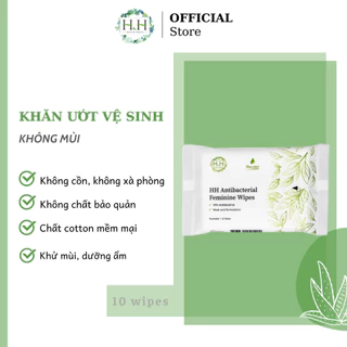 Khăn Ướt Vệ Sinh Làm Sạch Vùng Kín Không Mùi HH Dưỡng Ẩm Mềm Mịn, An Toàn Cho Da Nhạy Cảm Túi 10 Miếng