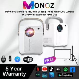 Máy chiếu Monoz Y8 PRO Mini Di động Thông minh 6000 Lumens 4K UHD WiFi Bluetooth HDMI USB