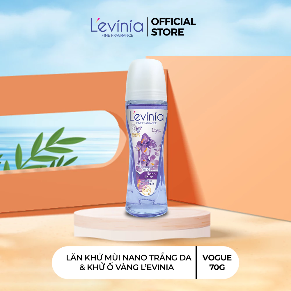 Lăn khử mùi NANO trắng da & khử ố vàng áo VOGUE L'evinia 70g