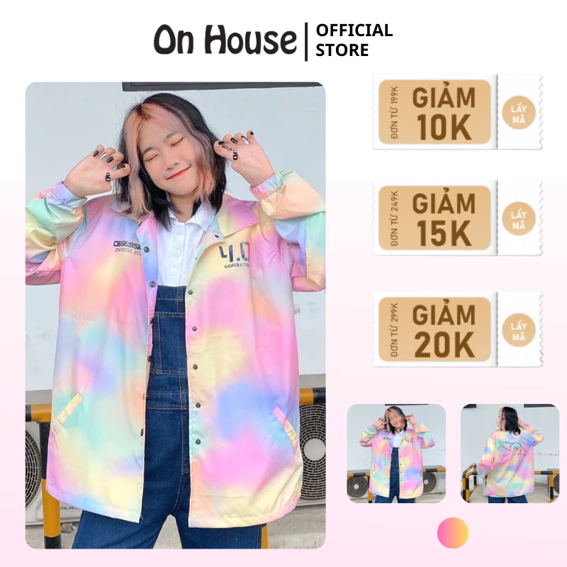 Áo khoác Dù sơmi hoạ tiết Loang nhiều màu bắt mắt - Logo Jacket Tiedye
