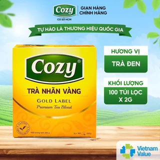 Trà Đen Nhãn Vàng Cozy Túi Lọc Rời (200gr - 100túi) Dùng Trong Pha Chế, Hương Vị Đậm Đà Hỗ Trợ Giải Nhiệt Và Thanh Lọc