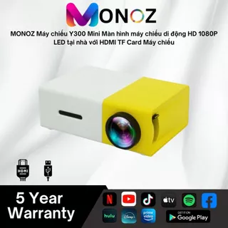 MONOZ Máy chiếu Y300 Mini Màn hình máy chiếu di động HD 1080P LED tại nhà với HDMI TF Card Máy chiếu