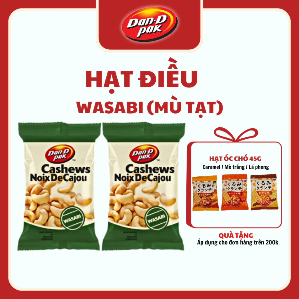 [Combo 5 gói tặng 1 gói] Hạt Điều Wasabi hương vị cay nồng mạnh mẽ kích thích cả vị giác và khứu giác 50g Dan D Pak