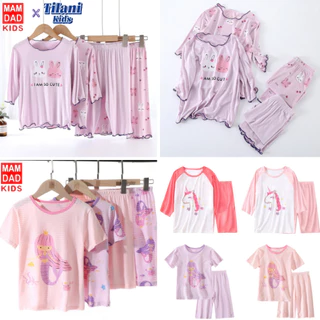 BST bộ cotton ngắn tay MamdadKids tiên cá cho bé gái từ 2-12T A19423 - TILANI Official Store