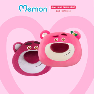 Gối Chăn Mền Gấu Lotso Huggin Bear Tai Dâu Có Dây Đeo Cao Cấp Memon