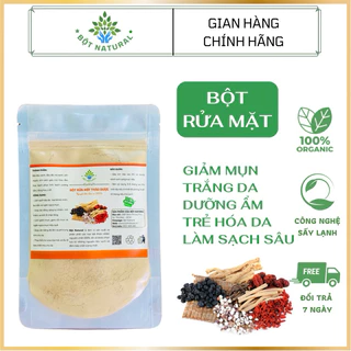 Bột Rửa Mặt Thảo Dược 200gr - Trắng Da, Giảm Mụn, Mờ Thâm, Làm Sạch Sâu | Bột Natural