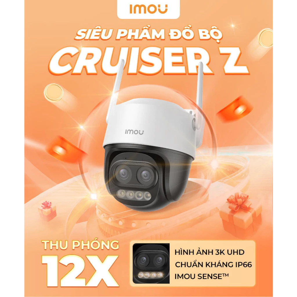 Camera Wifi ngoài trời quay quét zoom IPC-S7DP-5M0WEZ IMOU Cruiser Z 3K 5MP Zoom 12x siêu nét, xoay 360, AI