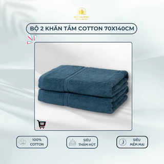 Set 2 Khăn Tắm Loại To Kháng Khuẩn Cotton Hàn Quốc Thấm Hút 70x140cm