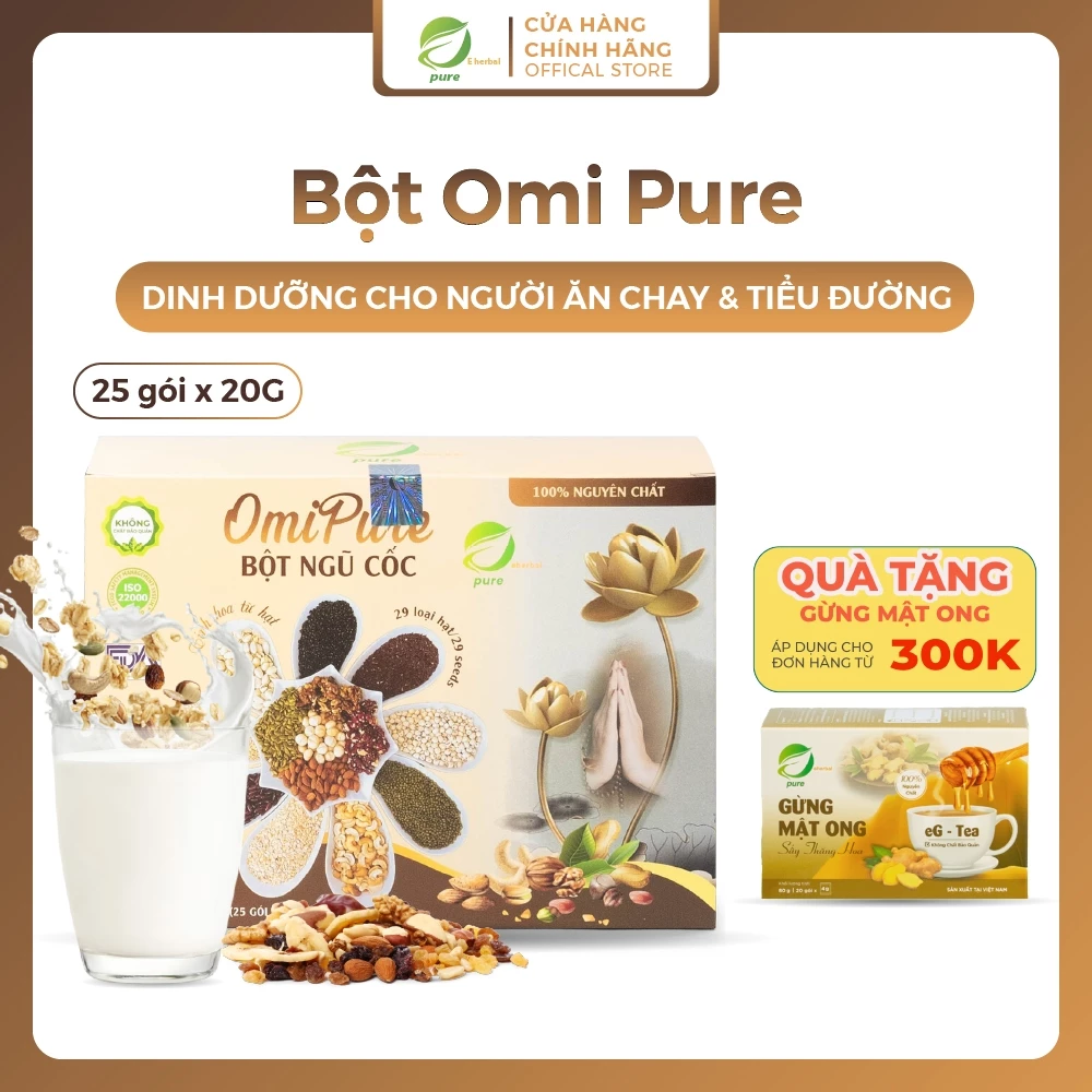 Hộp Ngũ Cốc Dinh Dưỡng OmiPure (29 loại hạt) SẢN PHẨM CHO NGƯỜI ĂN KIÊNG, TIỂU ĐƯỜNG VÀ ĂN CHAY (25 gói)