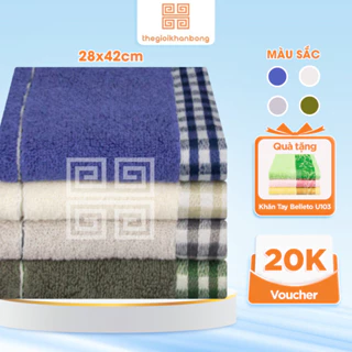 Khăn Mặt Nhỏ Songwol Line Check HL06 Cotton Mềm Mại Không Khô Khi Giặt Thiết Kế Viền Kẻ Tinh Tế 28x42cm