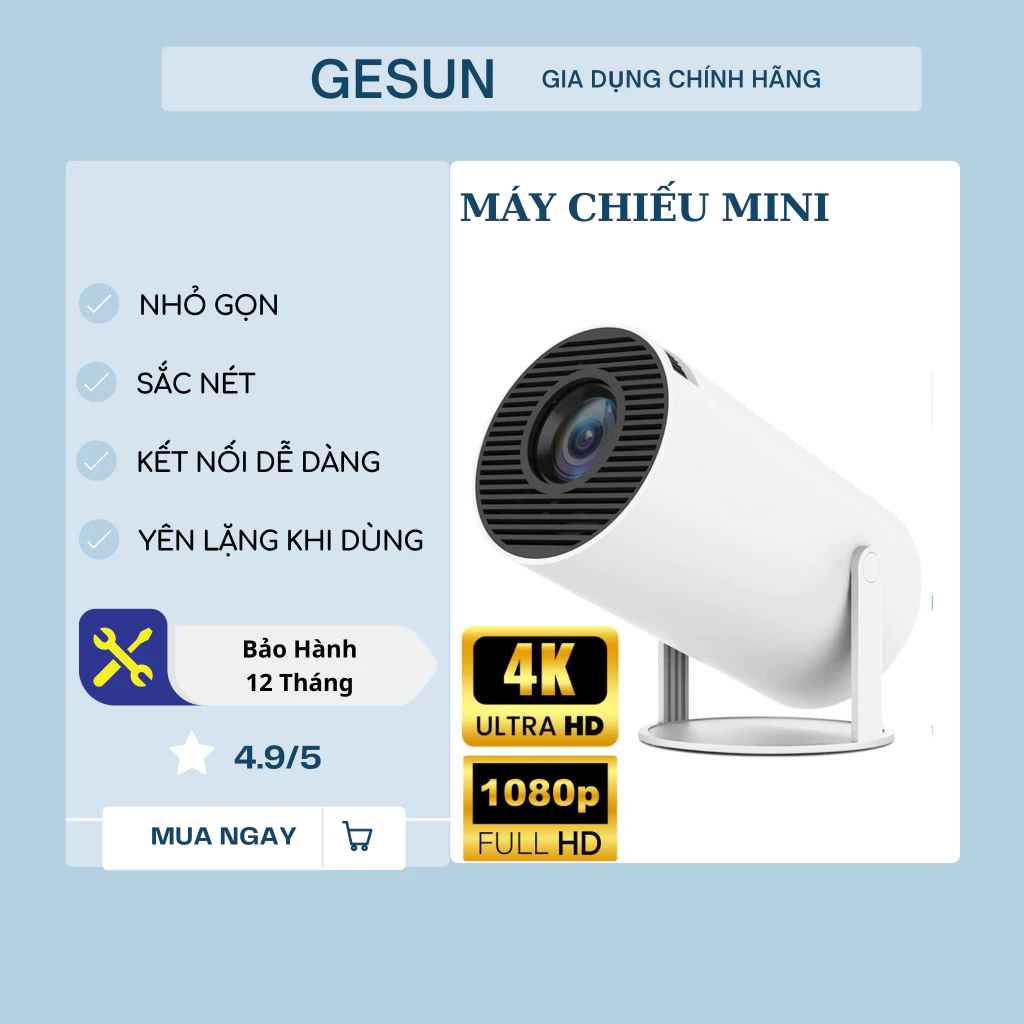 Máy chiếu mini GS300 độ sáng 8000 lumens Full HD Bluetooth 5.0 kết nối nhiều thiết bị độ phân giải Full HD