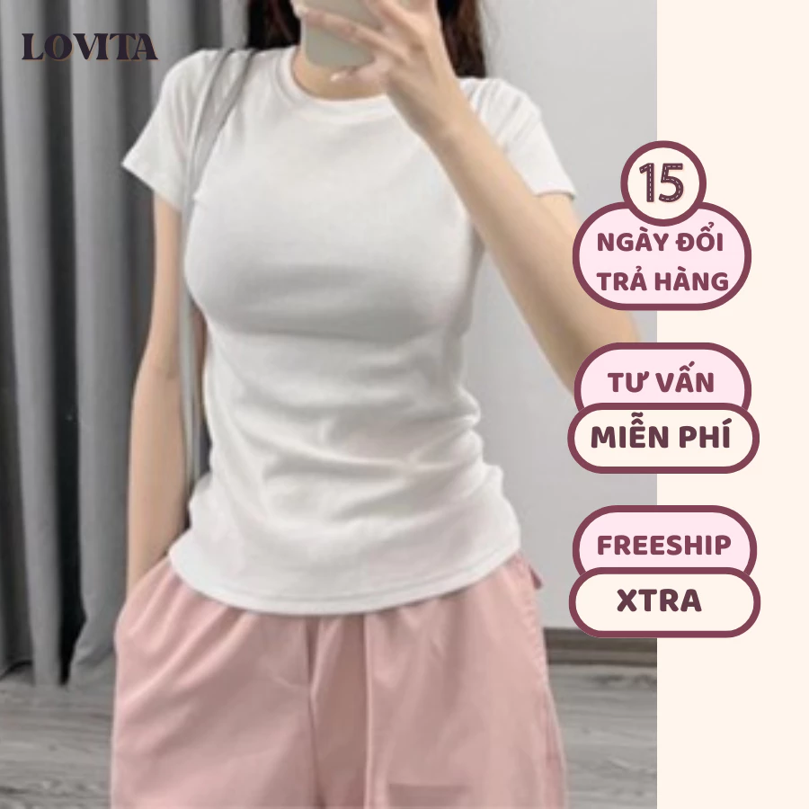 [ AA-0022] Áo Thun Trơn Form Ôm Babytee Đủ Màu Basic Chất Liệu Thun Co Giãn 4 Chiều Fit Dáng LOVITA