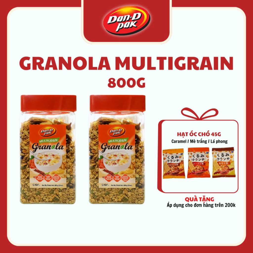 Ngũ cốc Granola Multigain dinh dưỡng buổi sáng, cung cấp năng lượng 800g Dan D Pak