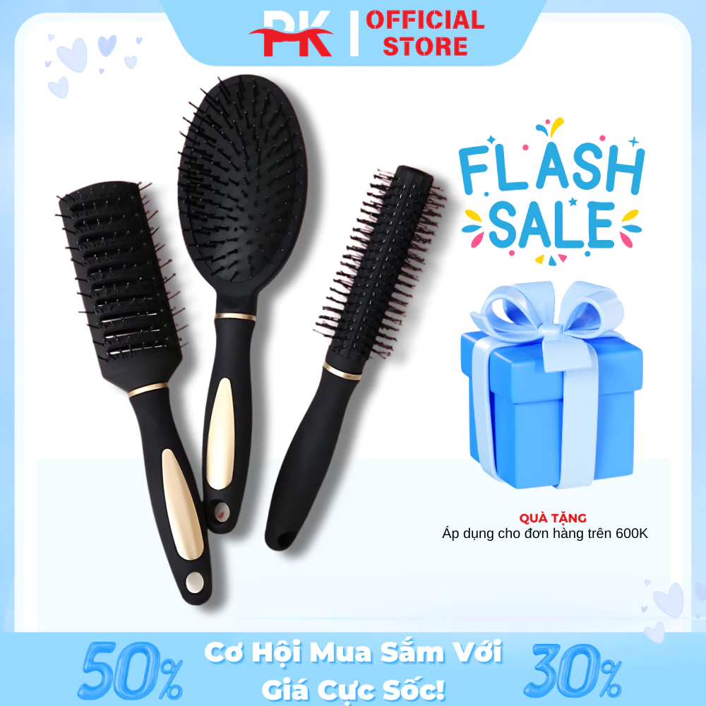 Bộ 3 Lược Chải Tóc Massage Đầu Gỡ Rối Tóc, Set 3 Lược Tạo Kiểu Chuyên Nghiệp Hạn Chế Rụng Tóc