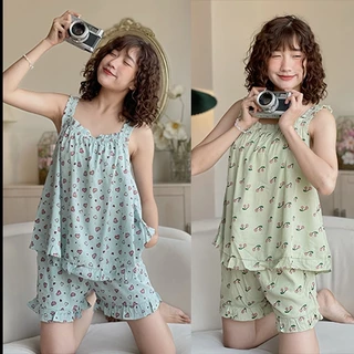 [mã giảm giá FKDO1] Bộ Pijama 🌻FREESHIP🌻 Bộ HAI DÂY Mặc Nhà Chất ĐŨI HÀN LẠNH Siêu Mát