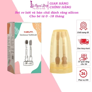 Set rơ lưỡi và bàn chải đánh răng silicon cho bé từ 0 _ 18 tháng .