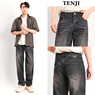 Quần Jean Nam Baggy Wash Smoke TenJi Store, Quần Bò Nam Ống Suông Xám Chất Liệu Cao Cấp (45-85KG)