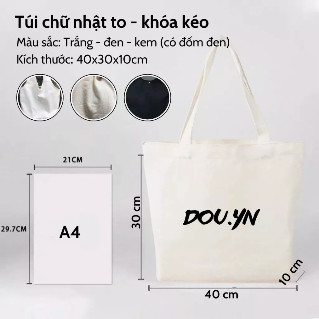 Túi tote canvas Chữ nhật to-Thiết kế theo yêu cầu-Miễn phí thiết kế