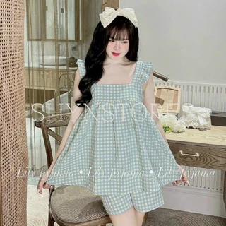 Set áo babydoll cánh tiên kèm quần short vải đũi Shynstores