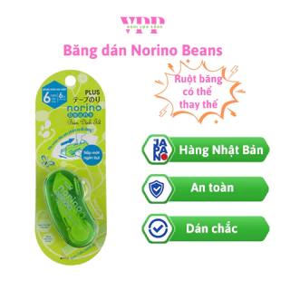 Băng Dính Kéo norino beans Plus Nhật Bản băng keo kéo 2 mặt dạng kéo nhỏ gọn cute bám dính tốt có thanh cắt keo tự động