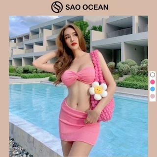Bikini 3 mảnh Sao Ocean vân xốp, đồ bơi nữ kiểu quây sexy ,đồ đi biển nhiều màu- BBM10