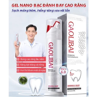 Gel trắng răng nano bạc GAOLIBAI 120g đánh bật cao răng sạch mảng bám trắng răng cho hơi thở thơm mát - ASINA